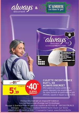 Always Discreet Culotte Incontinence Nuit L x8