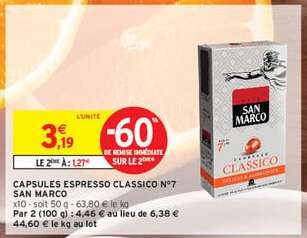 CAPSULES ESPRESSO CLASSICO N°7 SAN MARCO