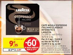 Café Moulu Espresso Italiano Classico Intensité 5 Lavazza