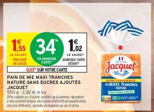 Pain de Mie Maxi Tranches Nature Sans Sucres Ajoutés Jacquet