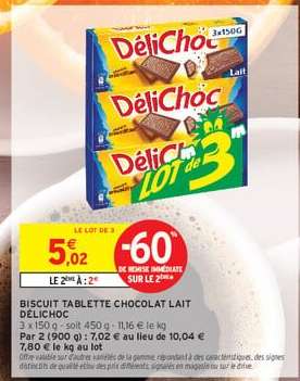 Biscuit Tablette Chocolat Lait Délichoc
