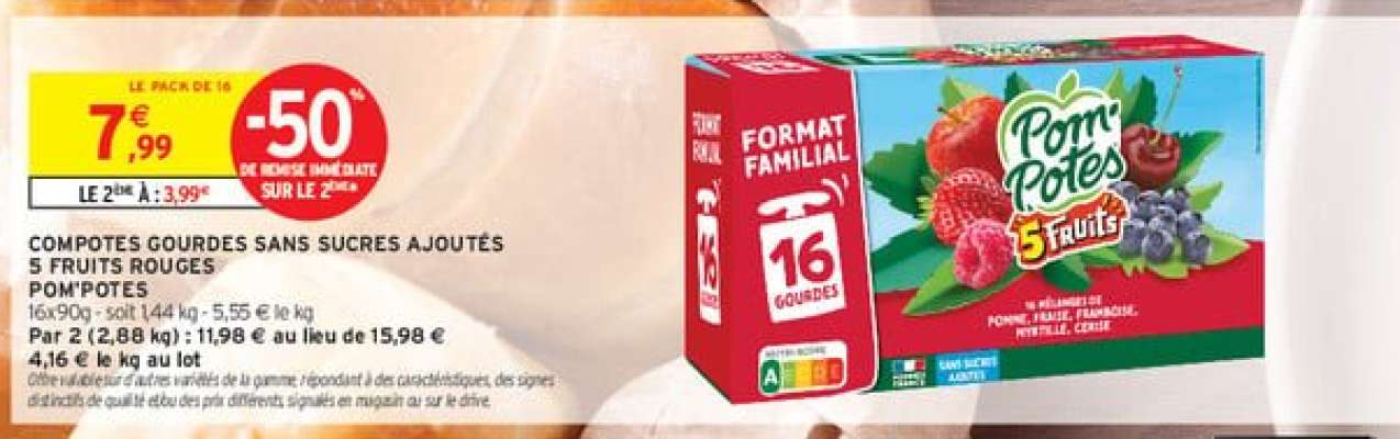 Compotes Gourdes Sans Sucres Ajoutés 5 Fruits Rouges