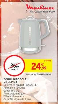 BOUILLOIRE SOLEIL MOULINEX