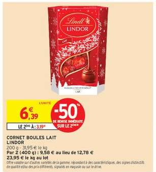 CORNET BOULES LAIT LINDOR