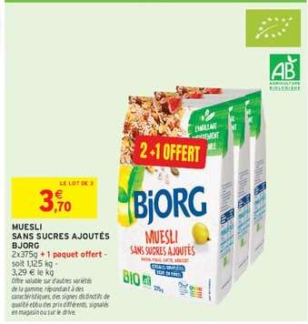 MUESLI SANS SUCRES AJOUTÉS BJORG