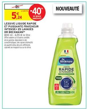 Lessive liquide rapide et puissante fraîcheur intense