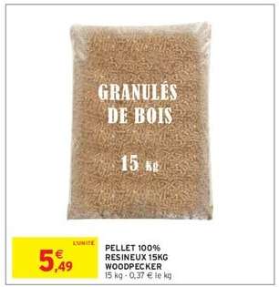PELLET 100% RESINEUX 15KG WOODPECKER