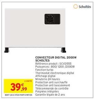 CONVECTEUR DIGITAL 2000W SCHOLTES