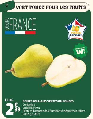 POIRES WILLIAMS VERTES OU ROUGES