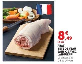 ABAT TETE DE VEAU SANS OS AVEC LANGUE
