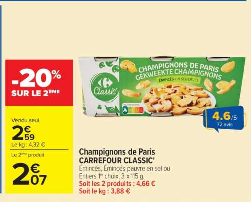 Champignons de Paris CARREFOUR CLASSIC'