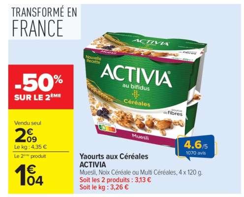 Yaourts aux Céréales ACTIVIA