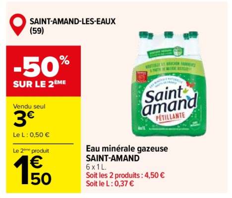 Eau minérale gazeuse SAINT-AMAND