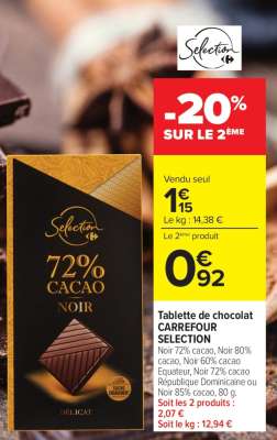Tablette de chocolat CARREFOUR SELECTION