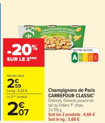 Champignons de Paris CARREFOUR CLASSIC'