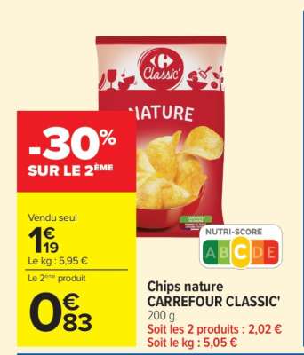 Chips nature CARREFOUR CLASSIC