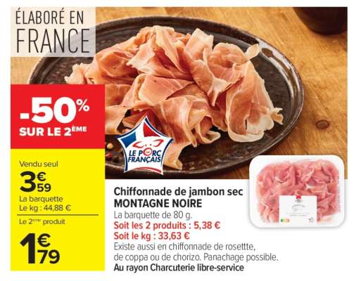 Chiffonnade de jambon sec MONTAGNE NOIRE