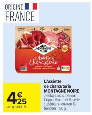 L'Assiette de charcuterie MONTAGNE NOIRE