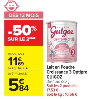 Lait en Poudre Croissance 3 Optipro GUIGOZ