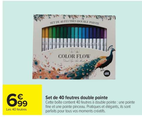 Set de 40 feutres double pointe