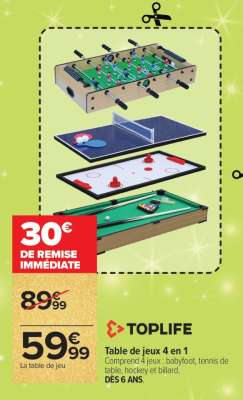 Table de jeux 4 en 1