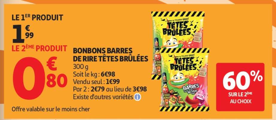 BONBONS BARRES DE RIRE TÊTES BRÛLÉES