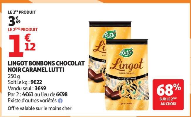 LINGOT BONBONS CHOCOLAT NOIR CARAMEL LUTTI