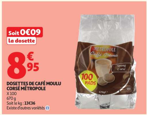 DOSETTES DE CAFÉ MOULU CORSÉ MÉTROPOLE