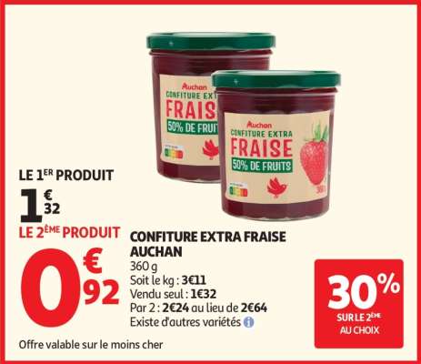 Confiture Extra Fraise Auchan