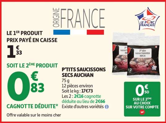 P'tits Saucissons Secs Auchan