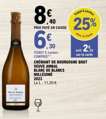 CRÉMANT DE BOURGOGNE BRUT VEUVE AMBAL BLANC DE BLANCS MILLÉSIMÉ 2023