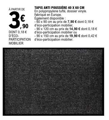TAPIS ANTI-POUSSIÈRE 40 X 60 CM