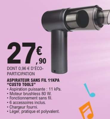 ASPIRATEUR SANS FIL 11KPA "CUSTO TOOLS"