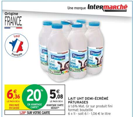 Lait UHT Demi-Écrémé Pâturages