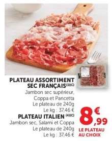 PLATEAU ASSORTIMENT SEC FRANÇAIS / PLATEAU ITALIEN