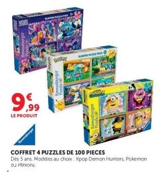 COFFRET 4 PUZZLES DE 100 PIECES