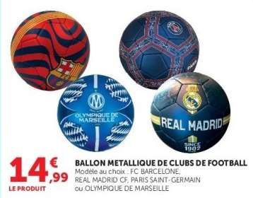 BALLON METALLIQUE DE CLUBS DE FOOTBALL