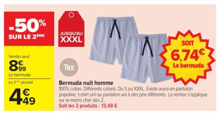 Bermuda nuit homme