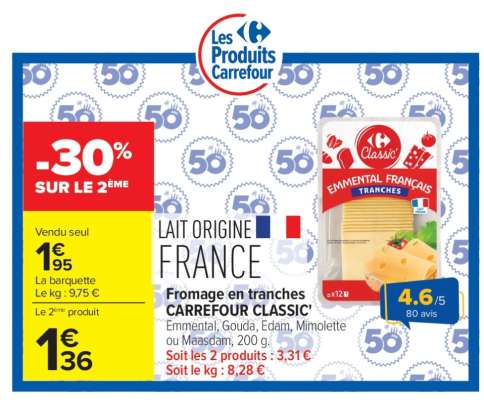 CARREFOUR CLASSIC' Fromage en tranches
