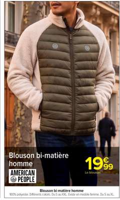 Blouson bi-matière homme