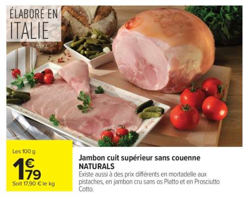Jambon cuit supérieur sans couenne NATURALS