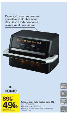 Friteuse sans huile double zone 10L