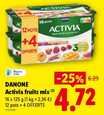 DANONE Activia fruits mix