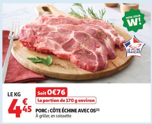 Porc : Côte Échine Avec Os