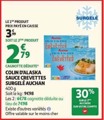 Colin D'alaska Sauce Crevettes Surgelé Auchan