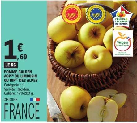 Pomme Golden AOP® du Limousin ou IGP® des Alpes