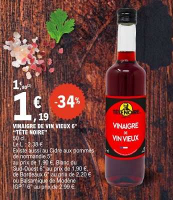 VINAIGRE DE VIN VIEUX 6° "TÊTE NOIRE"