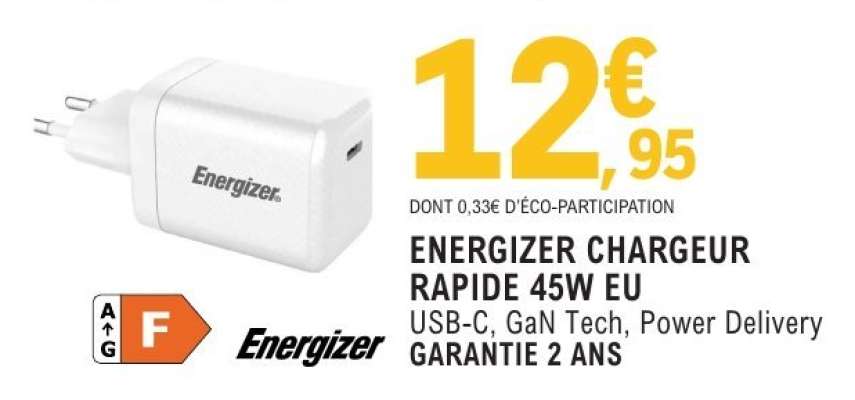ENERGIZER CHARGEUR RAPIDE 45W EU