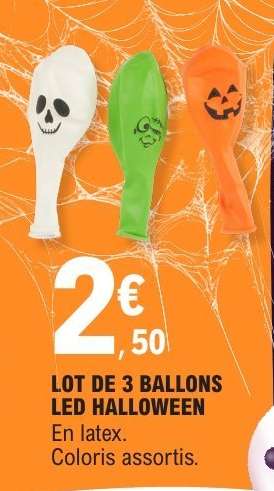 LOT DE 3 BALLONS LED HALLOWEEN