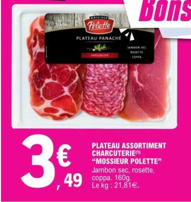 PLATEAU ASSORTIMENT CHARCUTERIE “MOSSIEUR POLETTE”